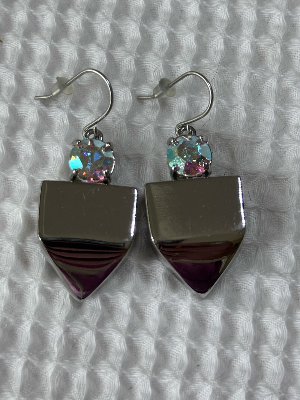 J. Crew Silver Clear Stone Earrings Excellent Condition